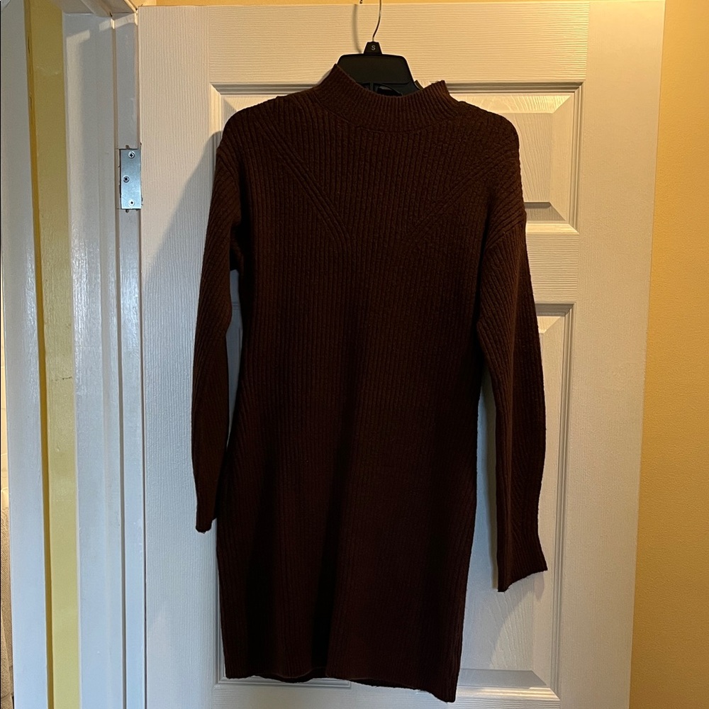 Brown mock neck sweater dress
